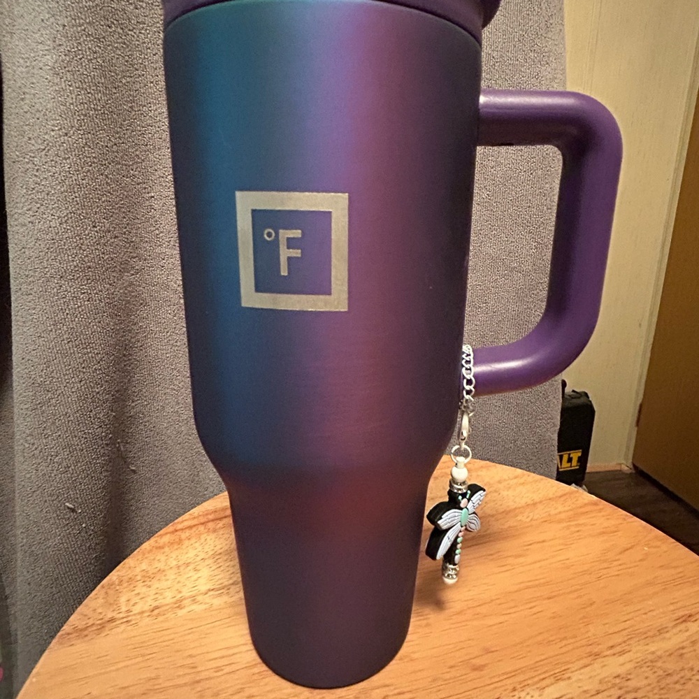 Purple Gradient Travel Mug with Charm